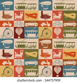 Seamless pattern with retro transport.