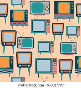 seamless pattern with retro tv, vector format