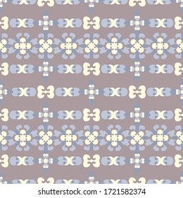 Seamless pattern retro, vintage. Chocolate color, blue and pale yellow. Pastel colors. Vector.