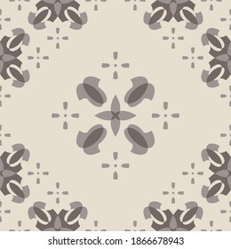 Seamless pattern retro, vintage. Chocolate color and cream ivory. Spirals and abstract. Vector.