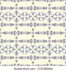 Seamless pattern retro, vintage. Pale yellow, chocolate color and blue. Pastel colors. Vector.