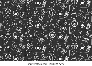 Seamless pattern in retro vintage style. Seamless pattern with fruit vector illustration.