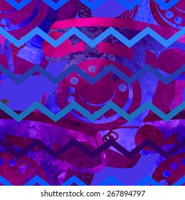 Seamless pattern - retro watercolor telephone. Beautiful paint texture.