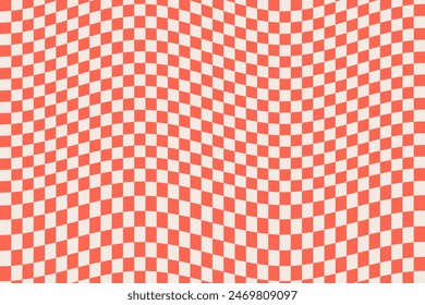 Seamless pattern retro wavy colorful checkerboard designs. Geometric colorful square background in vintage psychedelic y2k style. Vector illustration