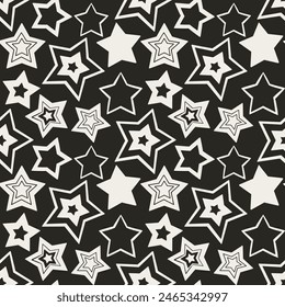 Patrón sin fisuras con estrellas Y2K retro. Ilustración vectorial 