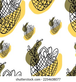 Seamless pattern Reusable grocery bag, ecology