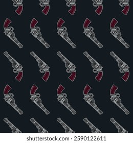 Seamless pattern revolvers gun vestern