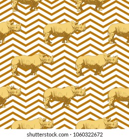Seamless pattern with rhino, vector illustration