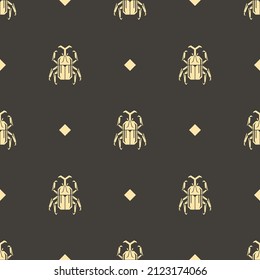 Seamless pattern of rhinoceros beetle silhouette