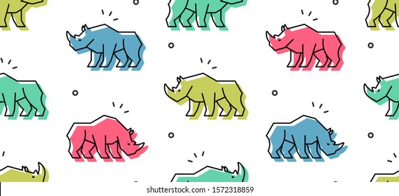 Seamless pattern with Rhinoceros. isolated on white background