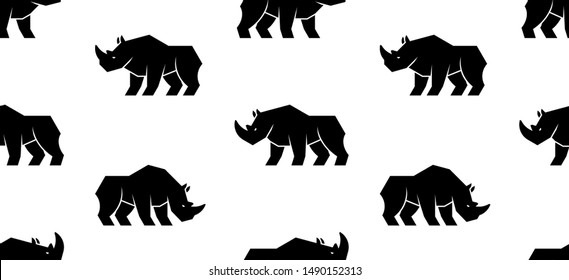 Seamless pattern with Rhinoceros Logo. isolated on white background