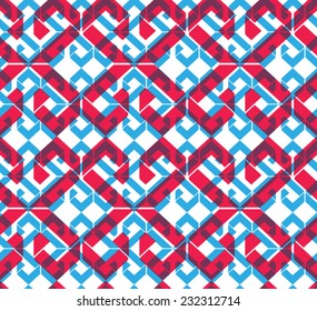 Seamless pattern with rhombs, colorful transparent infinite geometric mosaic textile, abstract vector fashionable covering with multiple layers. 