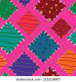 Seamless pattern, rhomb-shaped patches on a bright background
