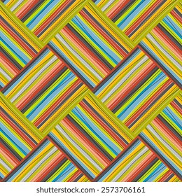 Seamless pattern with rhombus made of stripes and lines