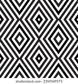 Seamless pattern with Seamless pattern with rhombus motifs in black and white. Vector illustration.