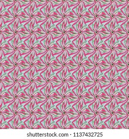 Seamless pattern with rhombus and tiles. Vintage decorative repainting art with ethnic motifs in black, white and gray colors. Abstract geometric squares with round symmetry.