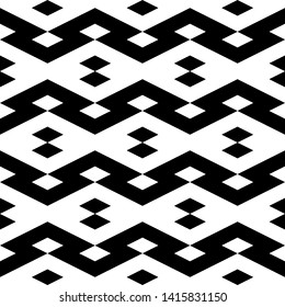 Seamless pattern. Rhombuses, chevrons, figures ornament. Polygons background. Simple shapes wallpaper. Geometrical backdrop. Digital paper, web designing, textile print.