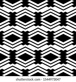 Seamless pattern. Rhombuses, chevrons, figures ornament. Geometric backdrop. Ethnic wallpaper. Shapes background. Folk motif. Digital paper, textile print, web design, abstract illustration. Vector.