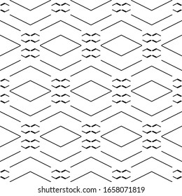 Seamless pattern. Rhombuses, chevrons, figures ornament. Ethnic wallpaper. Shapes backdrop. Geometric background. Folk motif. Digital paper, textile print, web design, abstract illustration. Vector.