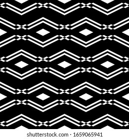 Seamless pattern. Rhombuses, chevrons, figures ornament. Ethnic wallpaper. Geometric background. Folk motif. Digital paper, textile print, web design, abstract illustration. Shapes backdrop. Vector.