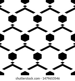 Seamless pattern. Rhombuses, chevrons, hexagons ornament. Geometrical backdrop. Diamonds, angle brackets, figures background. Geometric wallpaper. Digital paper, textile print, web design. Vector art.