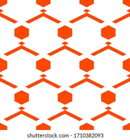 Seamless pattern. Rhombuses, chevrons, hexagons ornament. Geometrical backdrop. Diamonds, angle brackets, figures background. Geometric wallpaper. Digital paper, textile print, web design. Vector art.