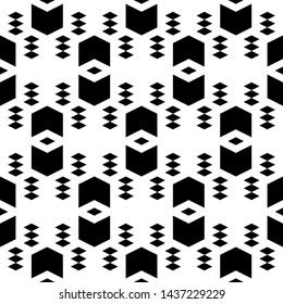 Seamless pattern. Rhombuses, chevrons ornament. Figures background. Simple shapes wallpaper. Digital paper, web designing, textile print. Geometrical backdrop. Vector.