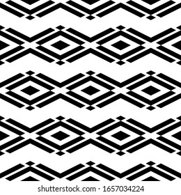 Seamless pattern. Rhombuses, chevrons ornament. Geometrical figures backdrop. Diamonds, angle brackets background. Geometric wallpaper. Shapes motif. Digital paper, textile print, web design. Vector.