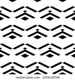 Seamless pattern. Rhombuses, chevrons, parallelograms ornament. Figures wallpaper. Ethnic motif. Simple shapes background. Geometric backdrop. Digital paper, textile print, web design, abstract.