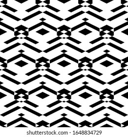 Seamless pattern. Rhombuses, chevrons, parallelograms, triangles, figures ornament. Ethnic motif. Shapes background. Geometric backdrop. Digital paper, textile print, web design, abstract wallpaper.