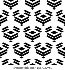 Seamless pattern. Rhombuses, chevrons, parallelograms ornament. Figures wallpaper. Ethnic motif. Simple shapes background. Geometric backdrop. Digital paper, textile print, web design, abstract.