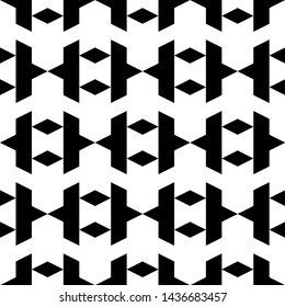 Seamless pattern. Rhombuses, figures ornament. Folk wallpaper. Ethnic motif. Simple shapes background. Geometric backdrop. Digital paper, textile print, web design, abstract.