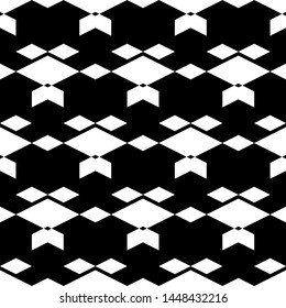 Seamless pattern. Rhombuses, figures ornament. Polygons motif. Geometrical backdrop. Simple shapes background. Geometric wallpaper. Digital paper, textile print, web design, abstract. Vector artwork.