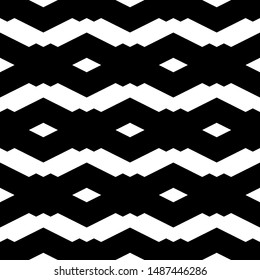 Seamless pattern. Rhombuses, figures ornament. Polygons motif. Geometric backdrop. Simple shapes background. Ethnic wallpaper. Digital paper, textile print, web design, abstract. Vector artwork.