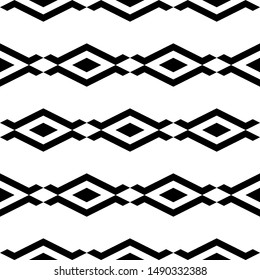 Seamless pattern. Rhombuses, figures ornament. Ethnic motif. Geometric backdrop. Digital paper, textile print, web design, abstract. Shapes background. Diamonds, shapes wallpaper. Vector artwork.