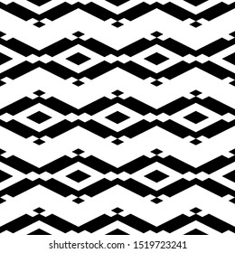 Seamless pattern. Rhombuses, figures ornament. Geometric backdrop. Simple shapes background. Ethnic wallpaper. Polygons motif. Digital paper, textile print, web design, abstract. Vector artwork.