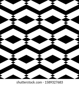 Seamless pattern. Rhombuses, figures ornament. Ethnic motif. Diamonds, shapes wallpaper. Shapes background. Geometric backdrop. Digital paper, textile print, web design, abstract. Vector artwork.