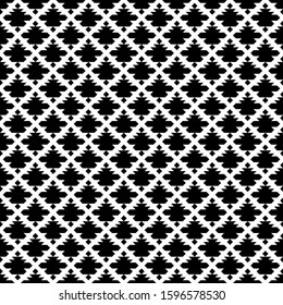 Seamless pattern. Rhombuses, figures ornament. Diamonds, shapes wallpaper. Ethnic motif. Forms, checks background. Geometric backdrop. Textile print, web design, abstract illustration. Vector artwork
