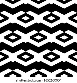 Seamless pattern. Rhombuses, figures ornament. Geometric motif. Folk image. Ethnic wallpaper. Diamonds, shapes backdrop. Mosaics background. Digital paper, web design, textile print, abstract. Vector.