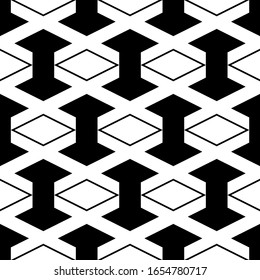 Seamless pattern. Rhombuses, figures ornament. Geometric backdrop. Simple shapes background. Ethnic wallpaper. Polygons motif. Digital paper, textile print, web design, abstract. Vector artwork
