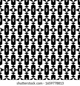 Seamless pattern. Rhombuses, hexagons, arrows ornament. Geometrical backdrop. Simple shapes wallpaper. Geometric background. Polygons motif. Digital paper, textile print, abstract. Vector artwork