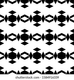 Seamless pattern. Rhombuses, hexagons, chevrons ornament. Geometrical wallpaper. Simple shapes backdrop. Geometric background. Polygons motif. Digital paper, textile print, abstract. Vector artwork.