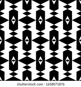 Seamless pattern. Rhombuses, hexagons, figures ornament. Geometrical backdrop. Simple shapes wallpaper. Geometric background. Polygons motif. Digital paper, textile print, abstract. Vector artwork.