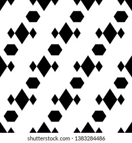 Seamless pattern. Rhombuses, hexagons ornament. Polygons wallpaper. Diamonds, gems backdrop. Ethnic motif. Geometric background. Digital paper, textile print, web design, abstract. Vector.