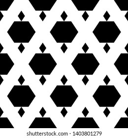 Seamless pattern. Rhombuses, hexagons ornament. Polygons wallpaper. Diamonds, gems backdrop. Ethnic motif. Geometric background. Digital paper, textile print, web design, abstract. Vector.