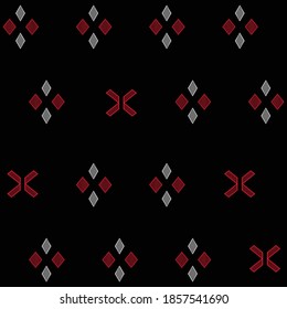 Seamless pattern. Rhombuses, jugs, ornaments figures. Ethnic wallpaper. Shapes background. Geometric background. Popular motive. Digital paper, textile print, web design, abstract illustration. Vector