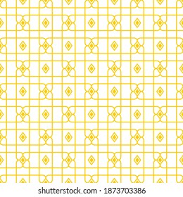 Seamless pattern of rhombuses and lines. Geometric orange background. Unusual lattice.