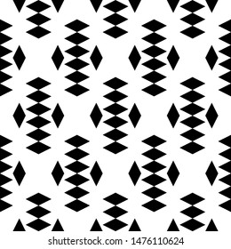 Seamless pattern. Rhombuses ornament. Diamonds backdrop. Lozenges wallpaper. Ethnic motif. Geometric background. Polygons image. Digital paper, textile print, web design, abstract. Vector artwork.