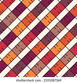 Seamless pattern. Rhombuses ornament. Diamonds backdrop. Tiles wallpaper. Ethnic motif. Geometric background. Digital paper. Geometrical textile print. Abstract web design. Vector artwork.