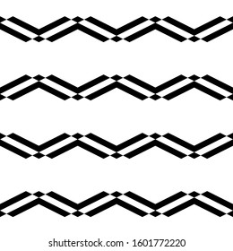 Seamless pattern. Rhombuses, parallelograms, chevrons ornament. Ethnic wallpaper. Simple shapes background. Folk motif. Geometric backdrop. Digital paper, textile print, web design, abstract. Vector.